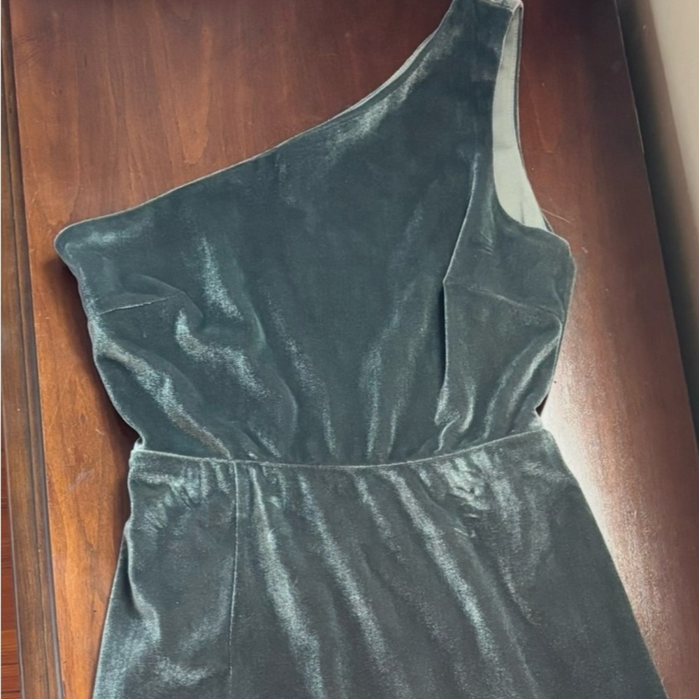 Baltic Born One-Shoulder Velvet Dress in Eucalyptus